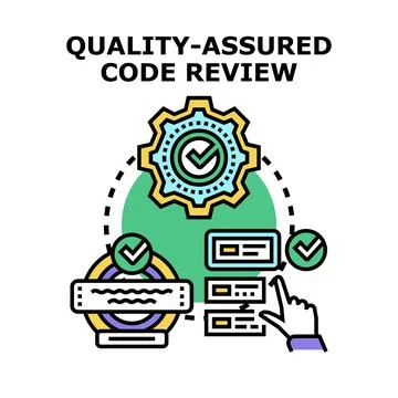 Quality assured code review process for software development Illustrazione stock