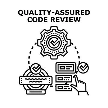 Quality assured code review process for software development Stockillustratie