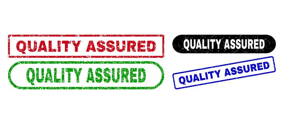 QUALITY ASSURED Rectangle Stamps with Corroded Surface Stock Illustration