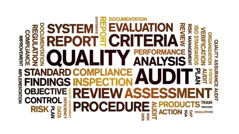 Quality Audit animated word cloud,animation kinetic typography seamless loop. Video stock 306526506