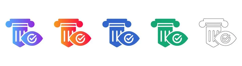 Quality Audit Pillar Icon Set with Checkmark Stock Illustration