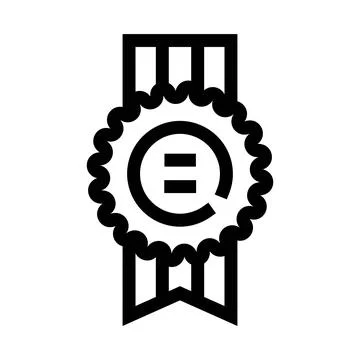 Quality badge with equal sign and ribbon awarding excellence Stock Illustration