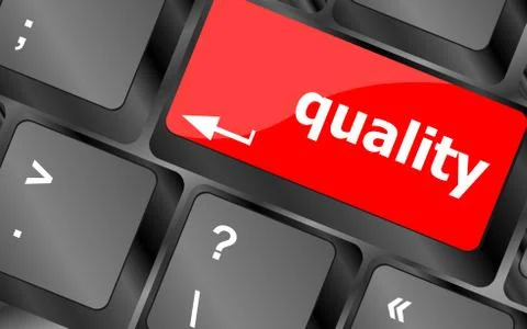 Quality button on computer keyboard showing business concept Stock Illustration