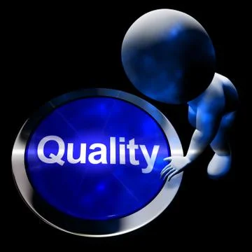 Quality Button Represents Excellent Service 3d Rendering Illustrazione stock