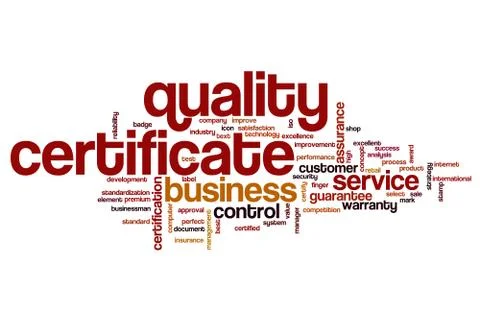 Quality certificate word cloud Illustrazione stock