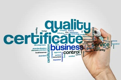 Quality certificate word cloud Stock Illustration