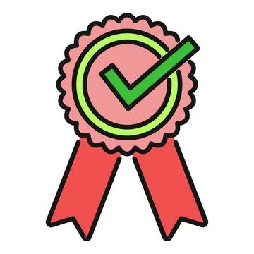 Quality certification badge icon showing checkmark approval Stock Illustration