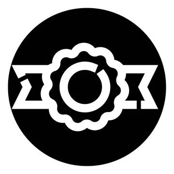 Quality certification stamp with ribbon and gear symbol Stock Illustration