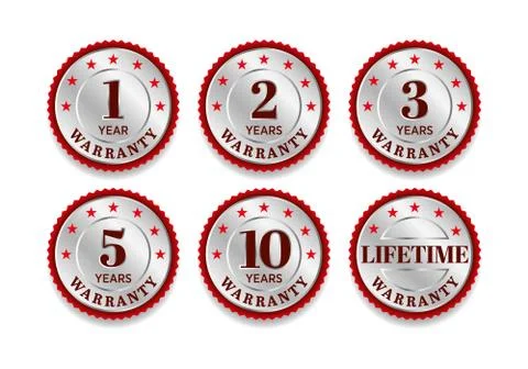 Quality certification warranty badge icon set, 1 year, 2 years, 3 years, 5 ye Stock Illustration