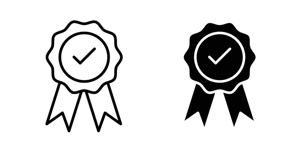 Quality certified badge icon bundle for website design projects Stock Illustration
