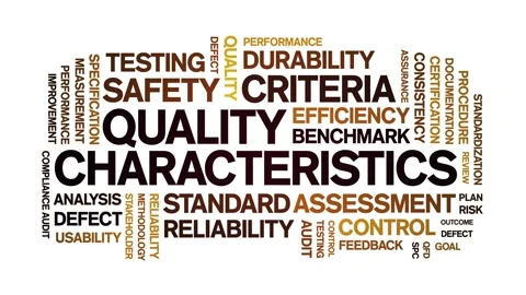 Quality Characteristics animated word cloud,animation kinetic typography loop. Video stock 310944019