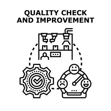 Quality check and improvement process for business product Stock Illustration
