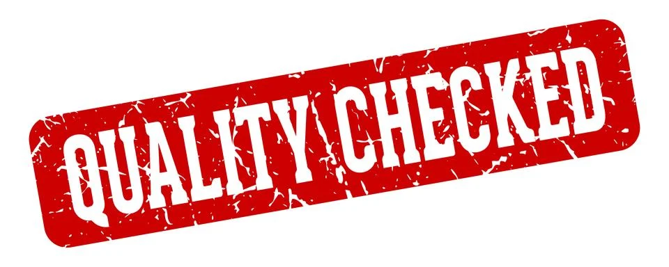 Quality checked rectangular sign. quality checked stamp Stock Illustration