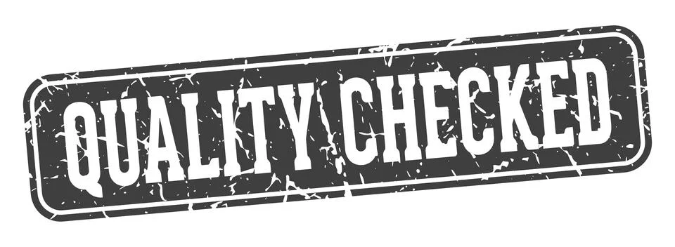 Quality checked rectangular sign. quality checked stamp Stock Illustration