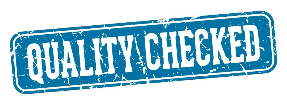 Quality checked rectangular sign. quality checked stamp Stock Illustration