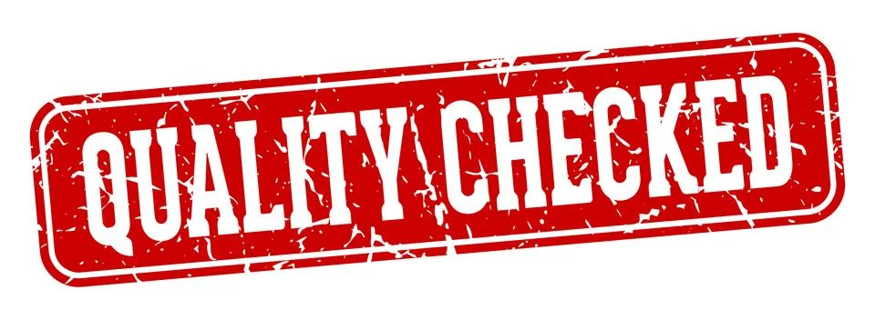 Quality checked rectangular sign. quality checked stamp Stock Illustration