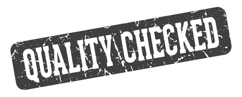 Quality checked rectangular sign. quality checked stamp Stock Illustration