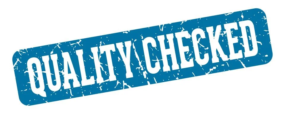 Quality checked rectangular sign. quality checked stamp Stock Illustration