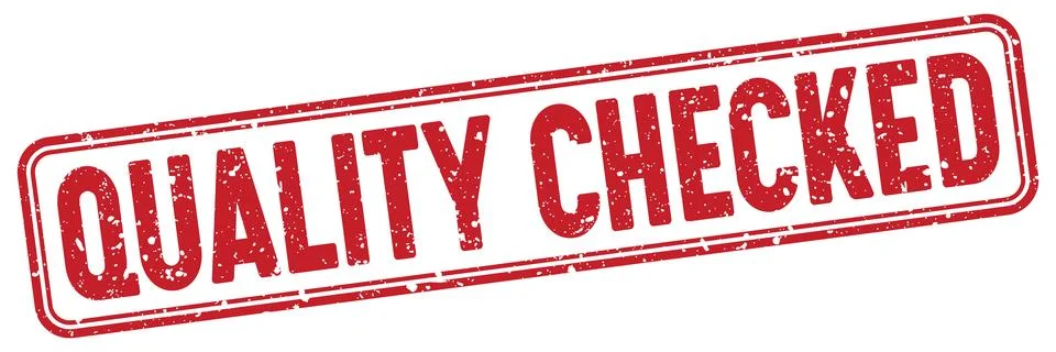 Quality checked red grunge stamp with no background. quality checked stamp Иллюстрация