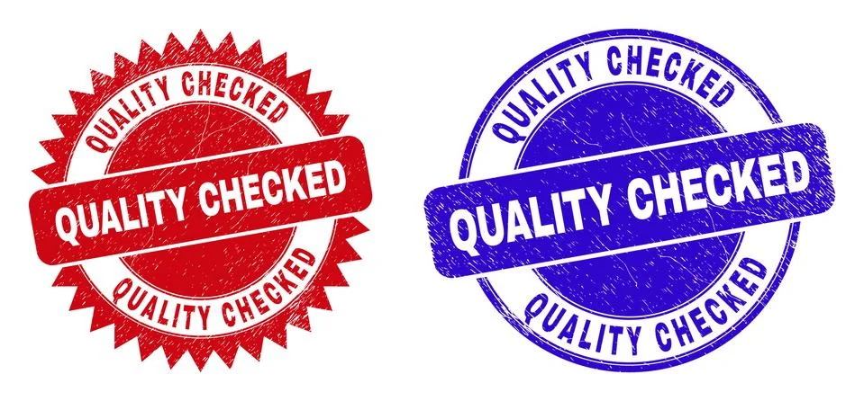 QUALITY CHECKED Rounded and Rosette Stamp Seals with Corroded Texture Stock Illustration