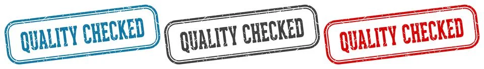 Quality checked stamp. quality checked rectangular stamp set isolated on wh.. Stock Illustration