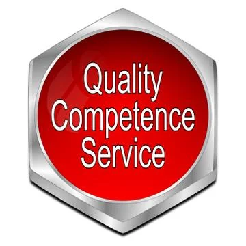 Quality Competence Service Button - 3D illustration Stock Illustration