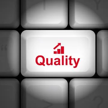 Quality concept with computer keyboard Stock Illustration