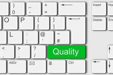 Quality concept PC computer keyboard 3d illustration Stock Illustration