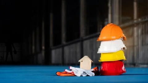 Quality construction teamwork. Safety concern for engineering or building wor Stockfoto's