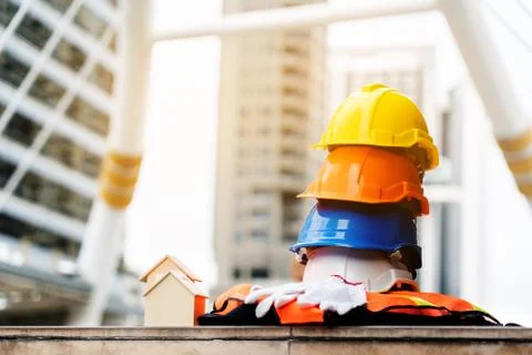 Quality contractor teamwork. Safety construction Stockfoto's