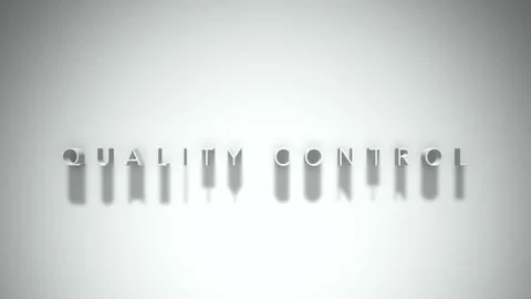 QUALITY CONTROL 3D title animation with shadows on a white background Stock Footage 296787666