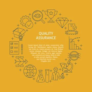 Quality control and assurance round banner Stock-Illustration