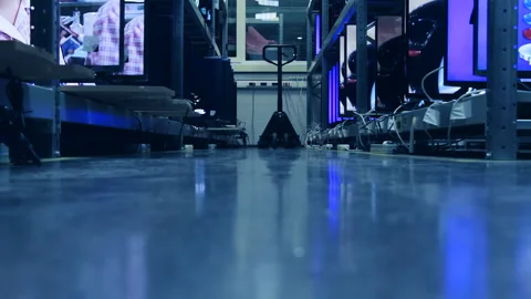 Quality control and production tests for TV sets and monitors. Stock Footage 91498718