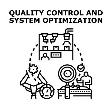 Quality control and system optimization process concept Stockillustratie