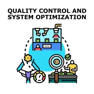 Quality control and system optimization process concept Stockillustratie