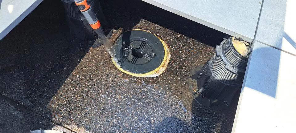 Quality Control and Water Testing of External Drainage System Stock Photos