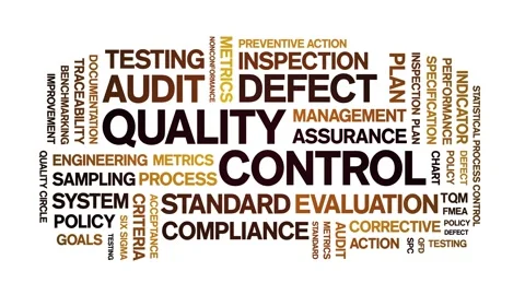 Quality Control animated word cloud,animation kinetic typography seamless loop. Stock Footage 306514871