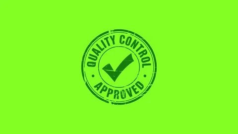 Quality Control Approved Round Rubber Stamp Animation on Green Screen Stock Footage 323061682