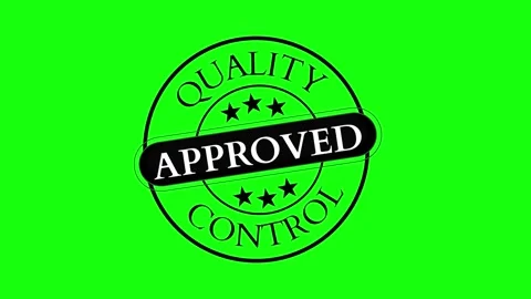 Quality Control Approved Stamp – Circular Emblem on Green Stock Footage 325480831