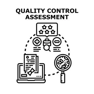 Quality control assessment managing business product process 스톡 일러스트
