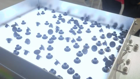 Quality control: automatic inspection vibration table with lighting for sorting Stock Footage 337062022