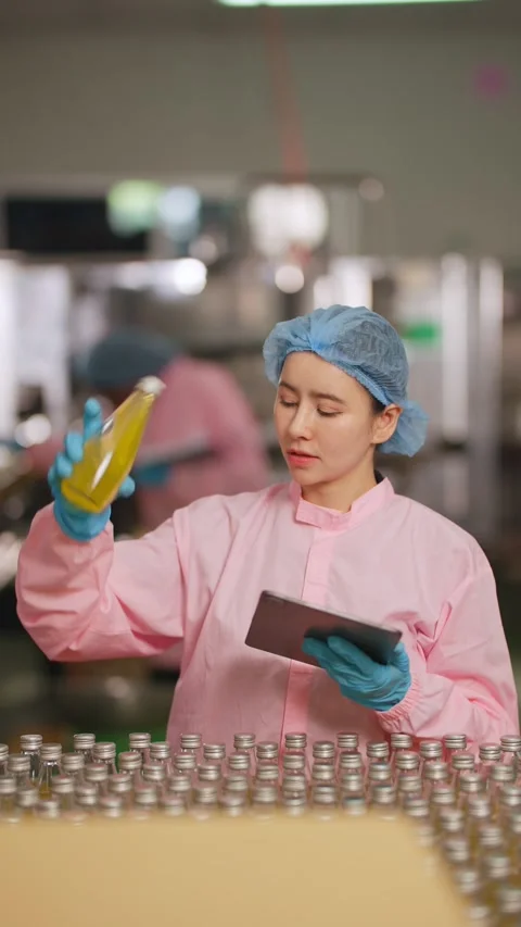 Quality Control in Beverage Production Stock Footage 336782980