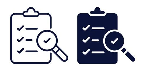 Quality Control blue color editable stroke and solid web icon set. Vector i.. Stockillustratie
