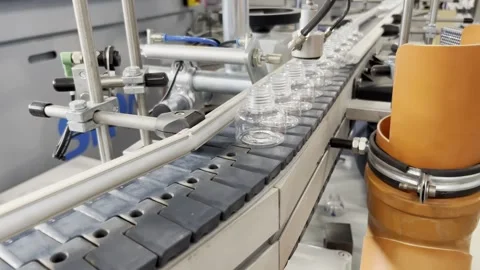 Quality control of bottles. Pet material. Small bottle, cosmetics. Stock Footage 265788164