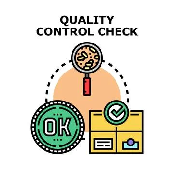 Quality control check inspecting product and confirming standards Stock Illustration