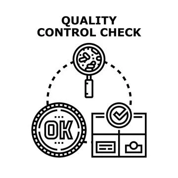 Quality control check inspecting product and confirming standards Stock Illustration