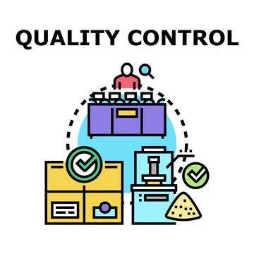 Quality control checking production process and product examination Illustrazione stock