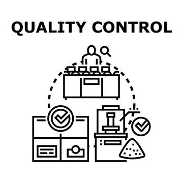 Quality control checking production process and product examination Illustrazione stock