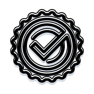 Quality control checkmark stamp approval badge Stock Illustration
