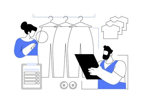 Quality control in clothing industry abstract concept vector illustration. Stock Illustration